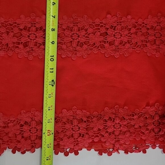 J Crew Red Crocheted Lace Trim Pencil Skirt size 12 - Picture 8 of 8